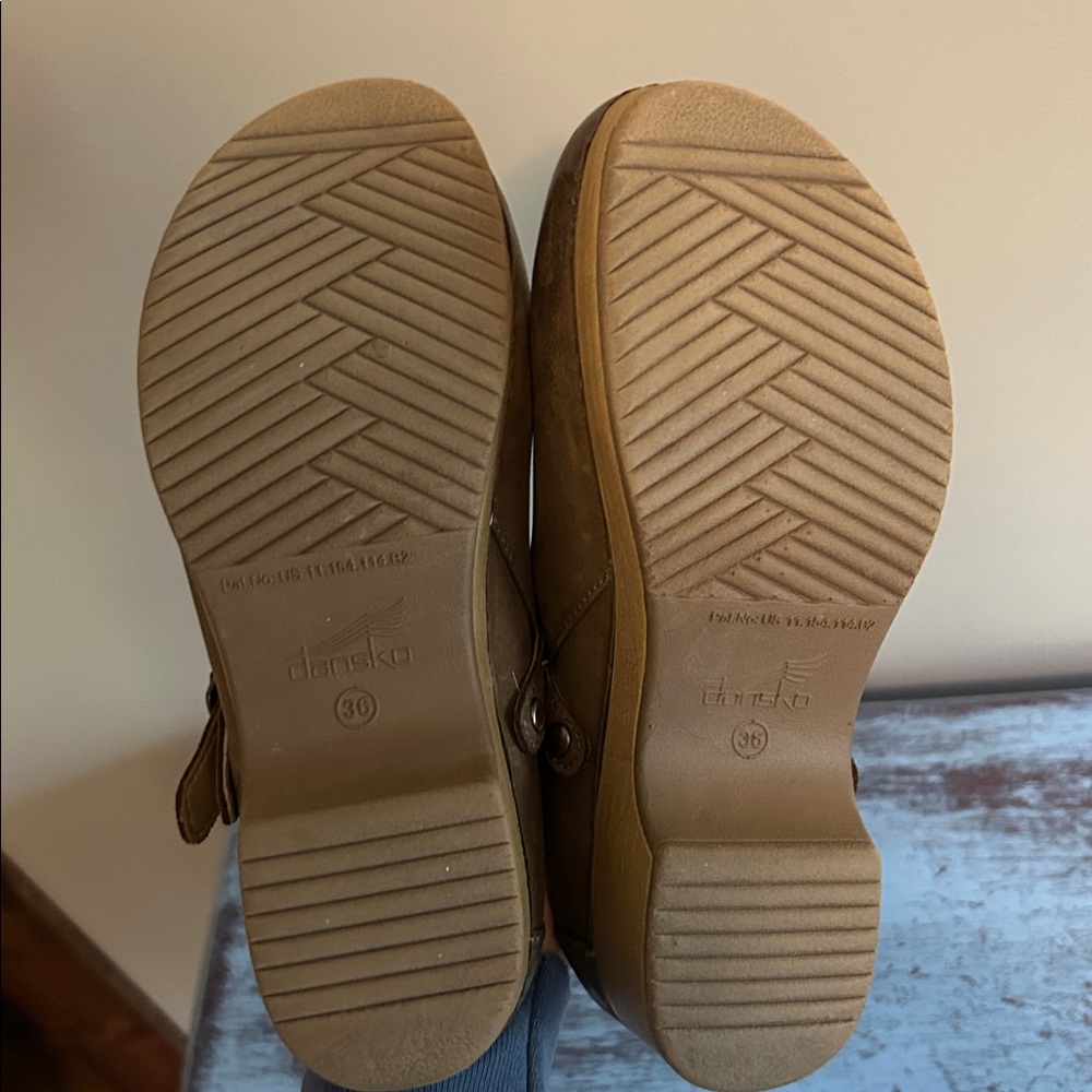 Dansko Tan Leather Slip-On Clogs - Picture 4 of 5